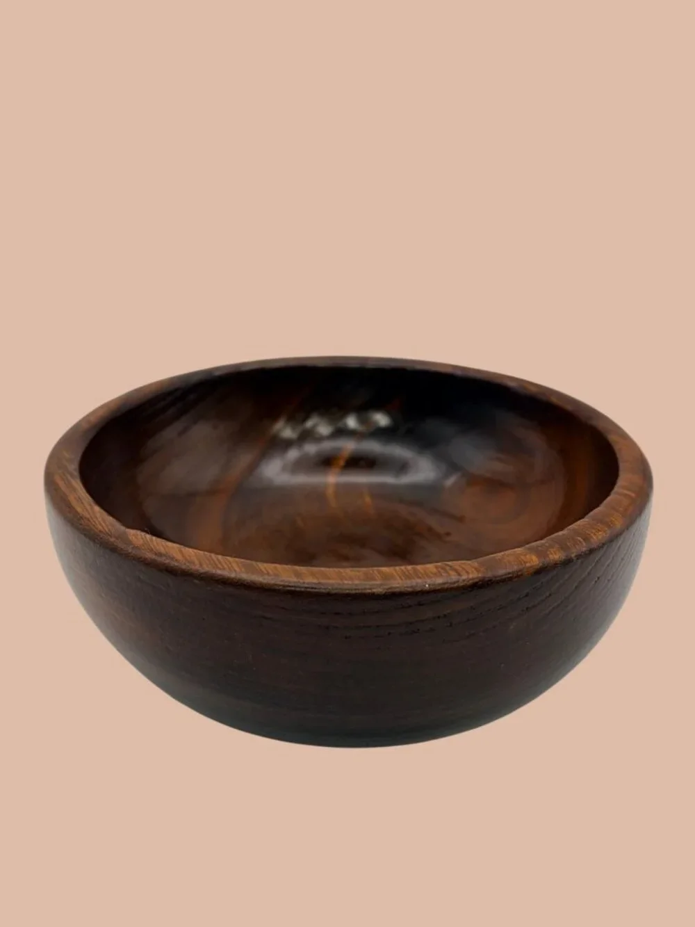 Vintage Hand Turned Mahogany Wood Bowl | Rustic Wooden Catchall Dish | MCM